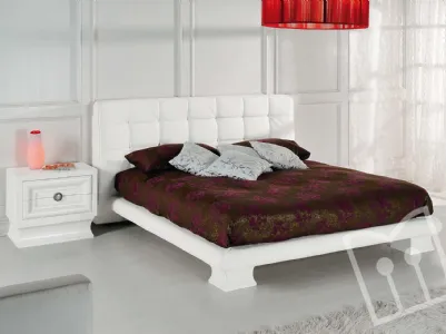 Fixed upholstered bed with 2 squares plinth