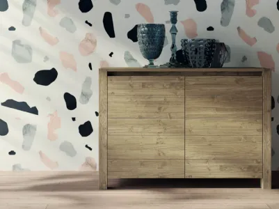 Wooden sideboard with two grooved doors London by F.lli Mirandola