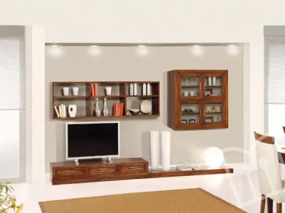 Equipped wall with wall bookcase