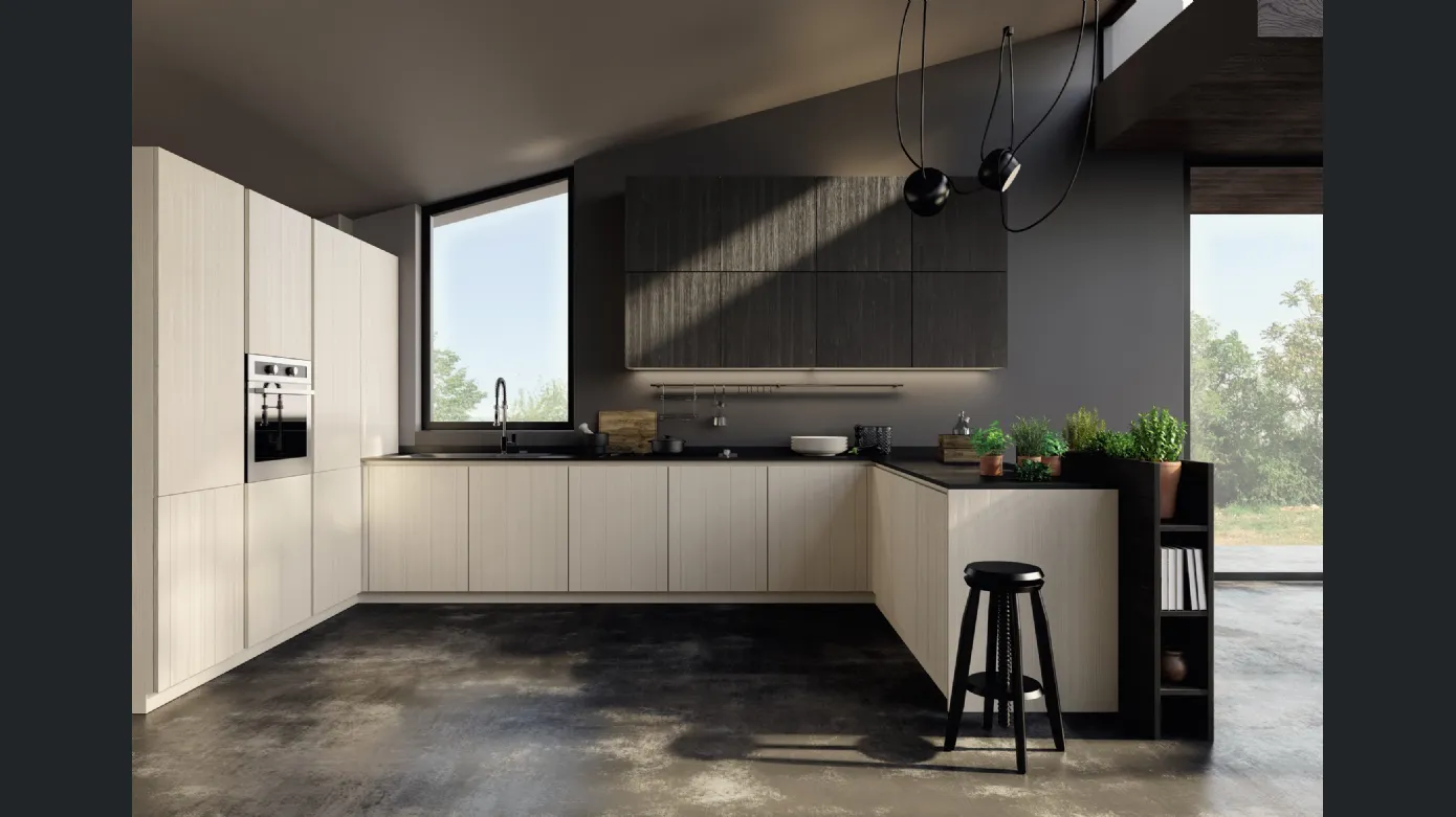 L-shaped wooden kitchen New Step 03 by F.lli Mirandola