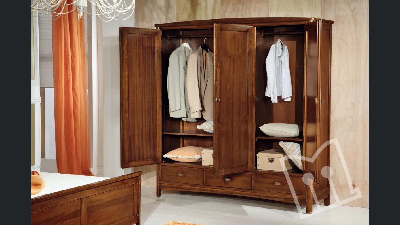 Removable 3-door wardrobe with 2 drawers