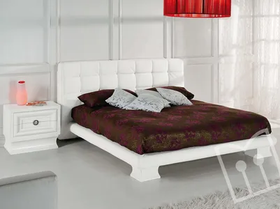 Fixed upholstered bed with 2 squares plinth