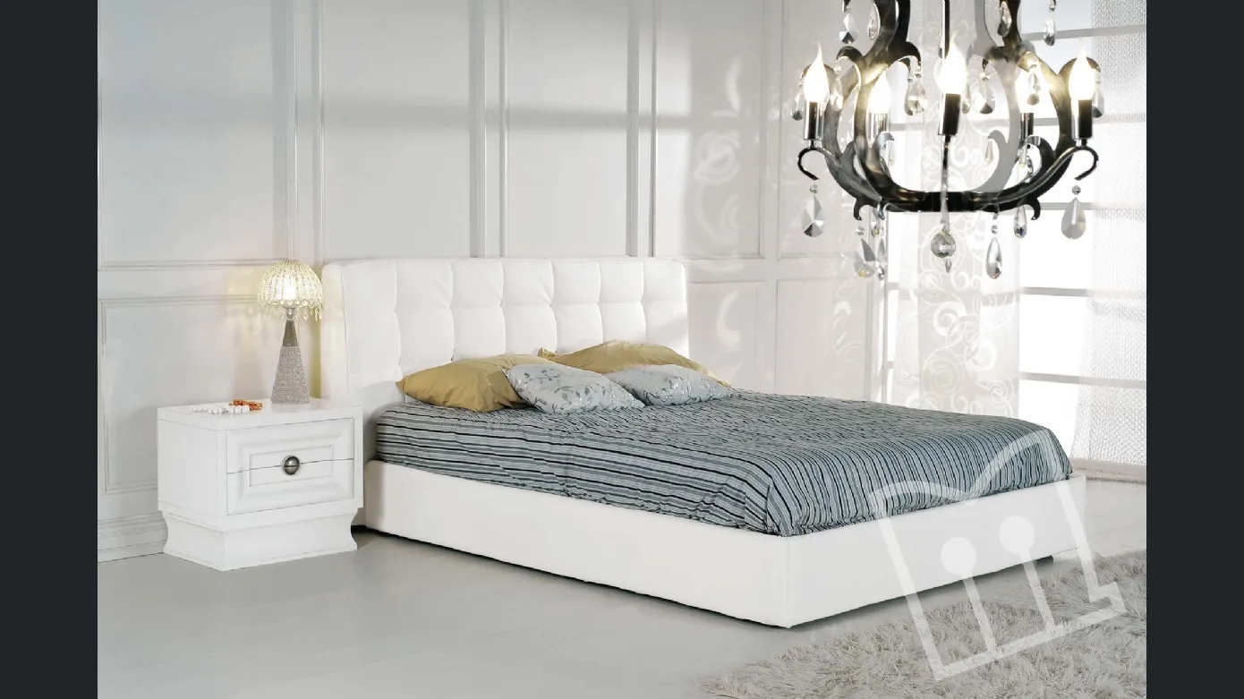 Upholstered bed with 2 squares