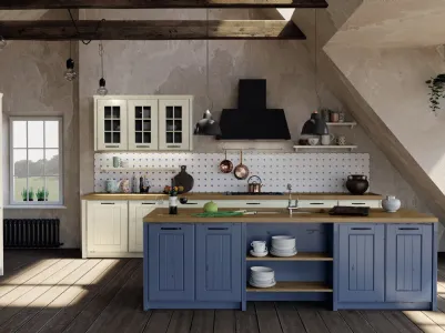 Shabby chic country kitchen in wood Fiordo 02 by F.lli Mirandola