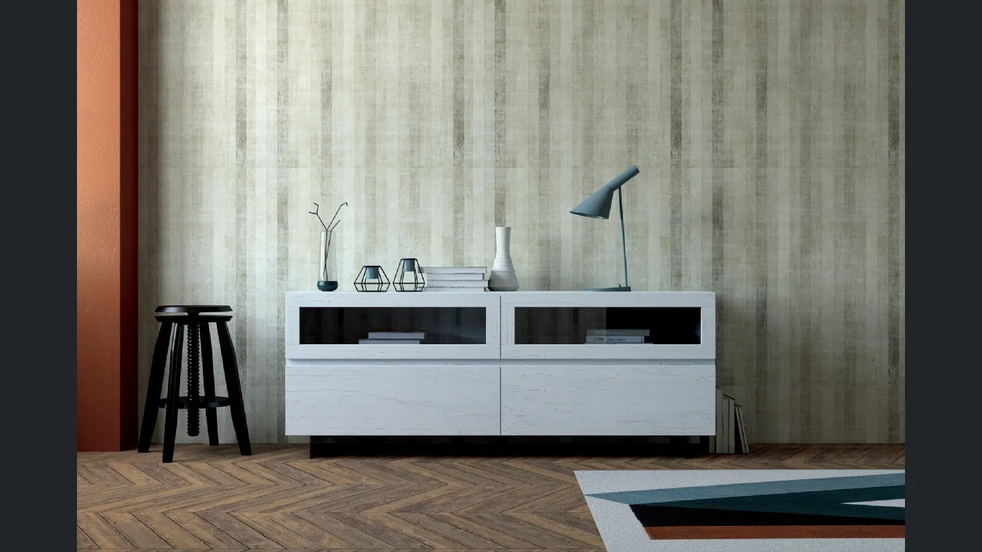 Sideboard with wooden display cases by F.lli Mirandola Dallas