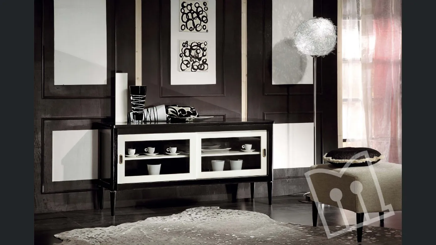 Smooth glass sideboard with 2 sliding doors