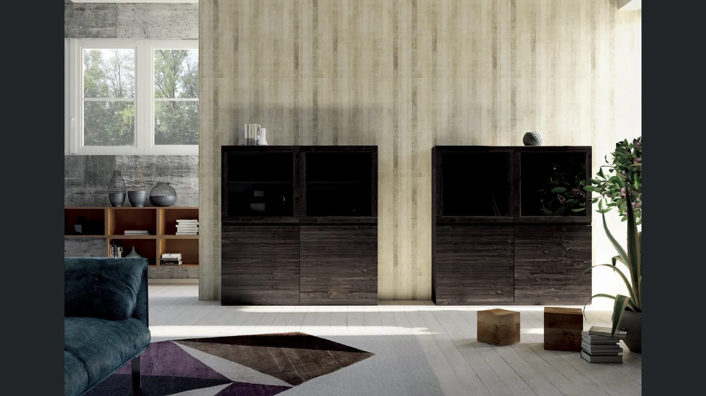 High sideboard Art. 1455 in dark wood by F.lli Mirandola