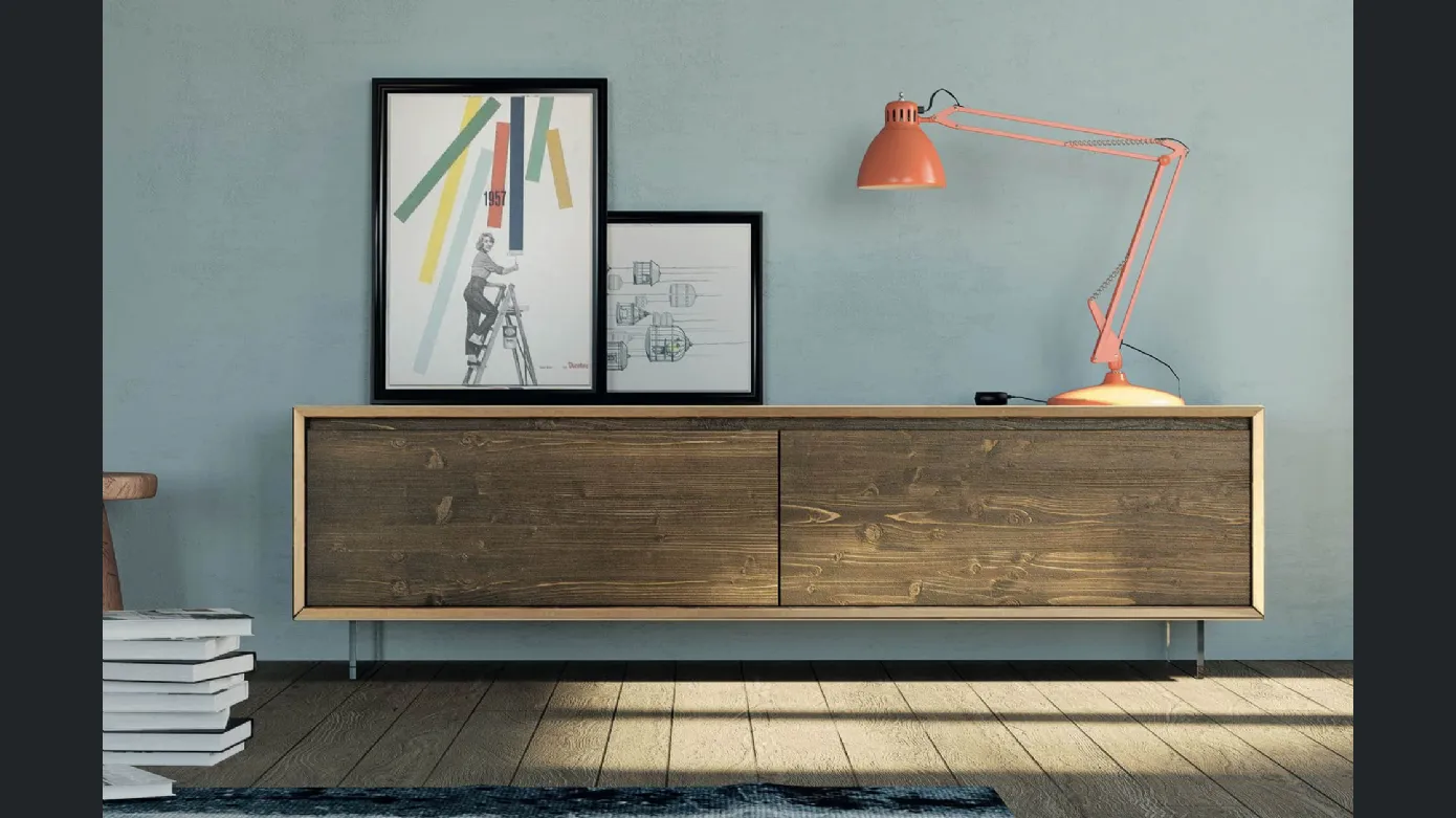 Wooden sideboard with Shark 1469 frame by F.lli Mirandola