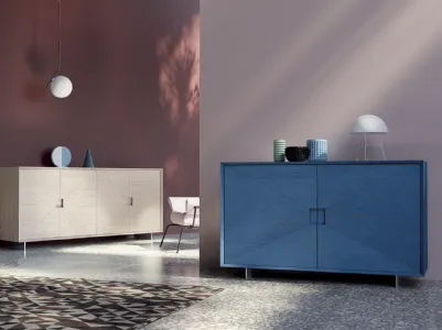 Blue wooden sideboard two doors Domus Aurea 1674 / pa by F.lli Mirandola