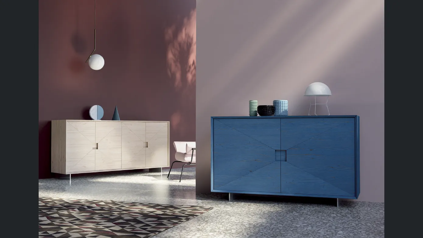 Blue wooden sideboard two doors Domus Aurea 1674 / pa by F.lli Mirandola