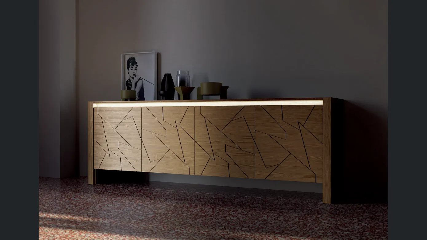 Sideboard with integrated LED light Diagona 1753 by F.lli Mirandola