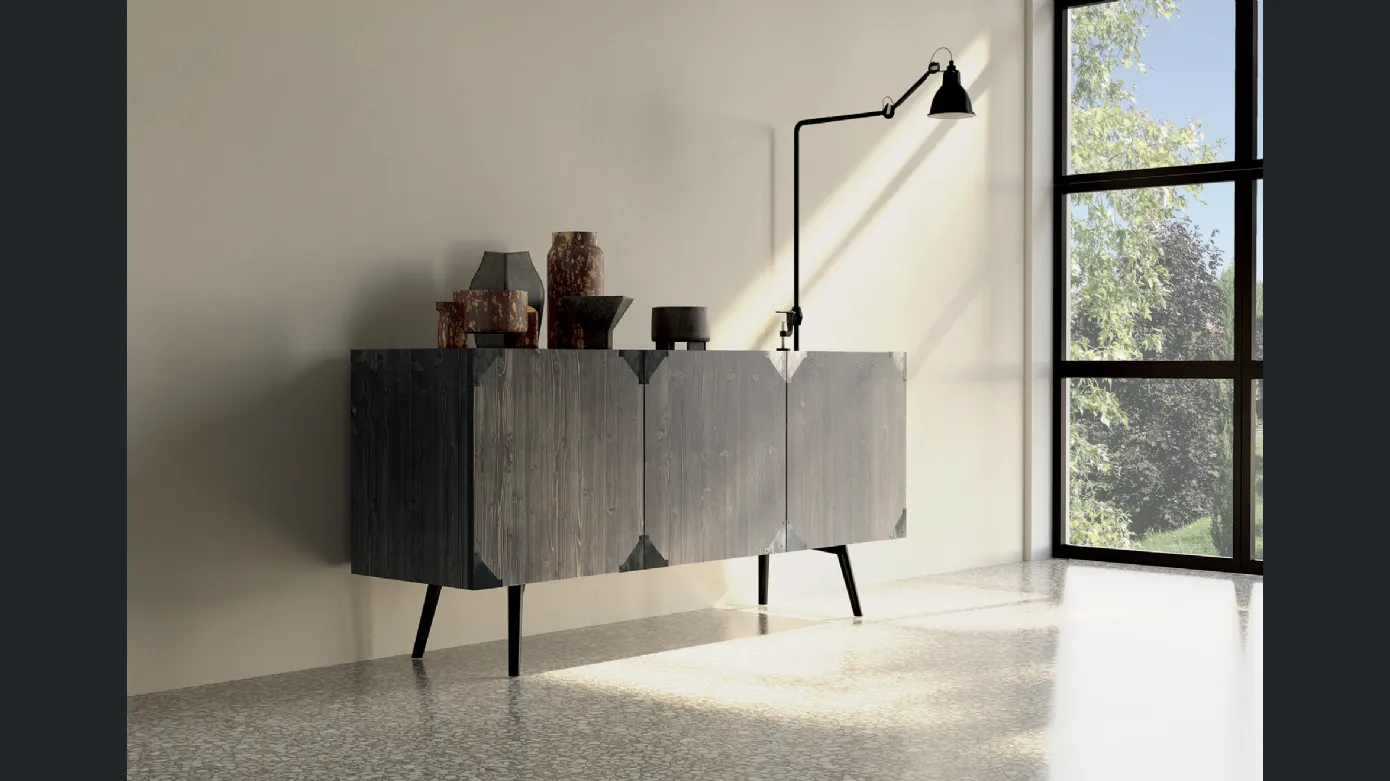 Moon 1801 sideboard with metal corners by F.lli Mirandola