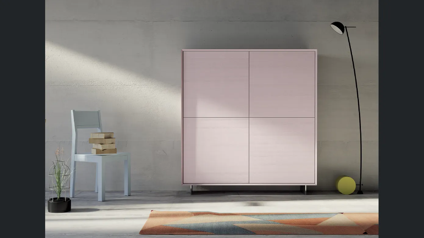 Domus 1673 / pa pink wood sideboard by F.lli Mirandola