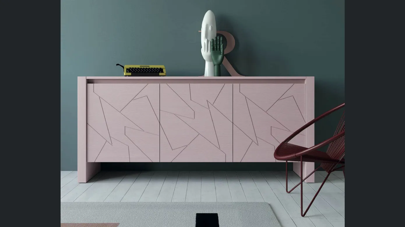 Diagona 1752 pink wood sideboard by F.lli Mirandola