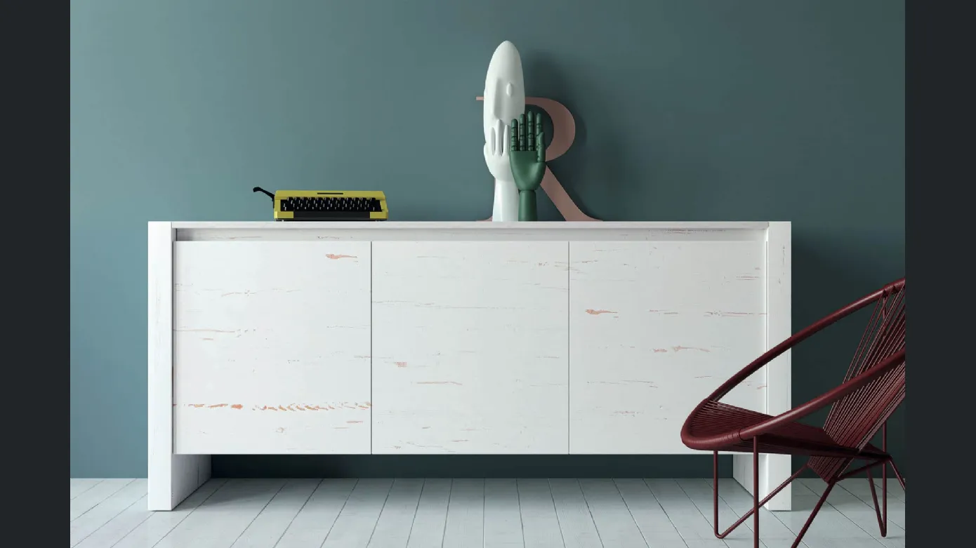 Diagona Light materic wood sideboard by F.lli Mirandola