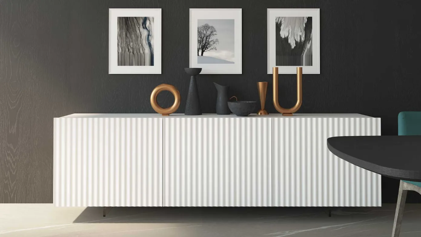 sideboard in wavy design wood