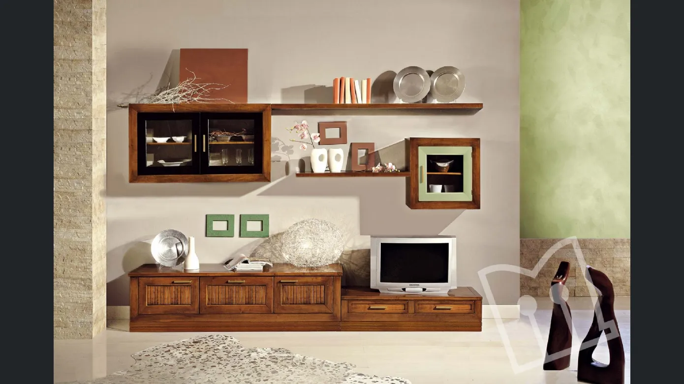 Modern wall unit with display cases