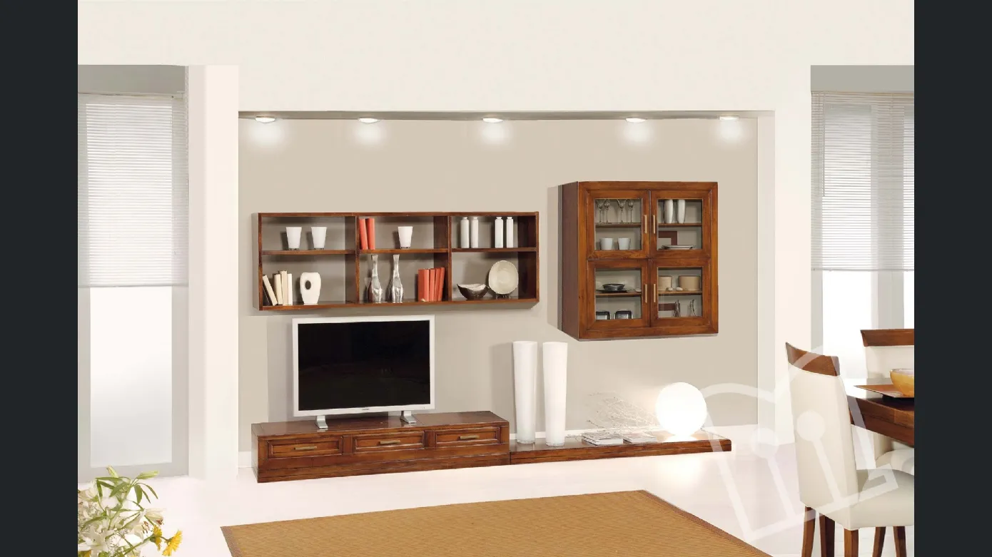 Equipped wall with wall bookcase