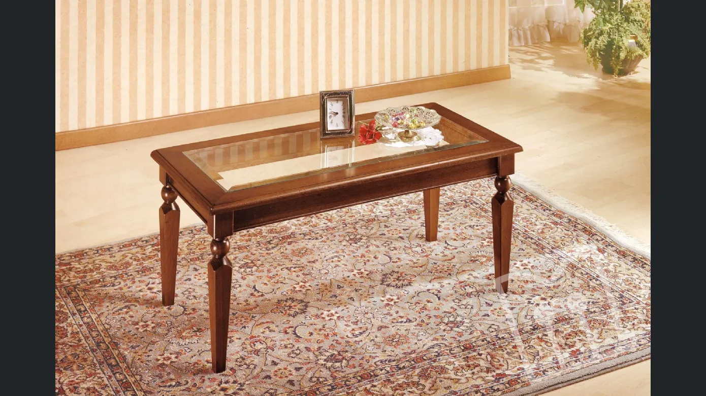 Coffee table in wood and crystal