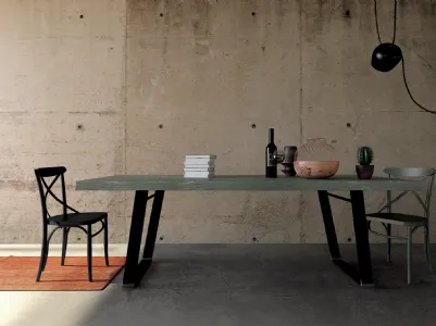 Wood and metal table by Fratelli Mirandola