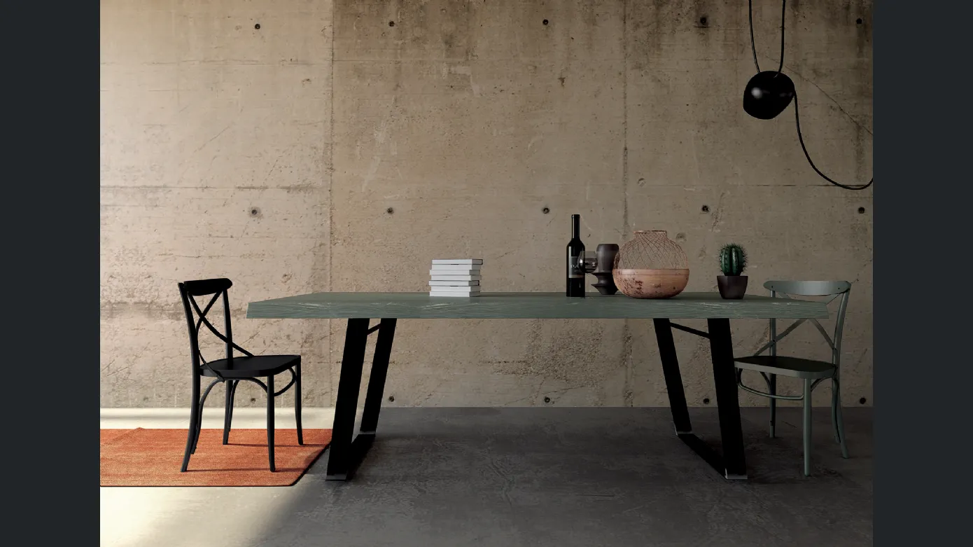 Wood and metal table by Fratelli Mirandola