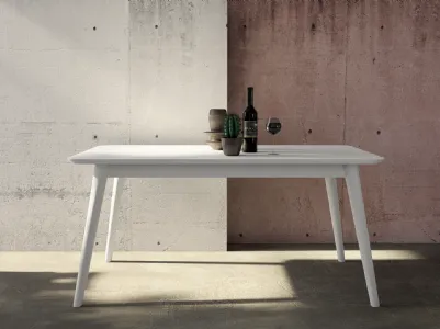 White wooden table UnikaWood 1438 Amarcord by F.lli Mirandola