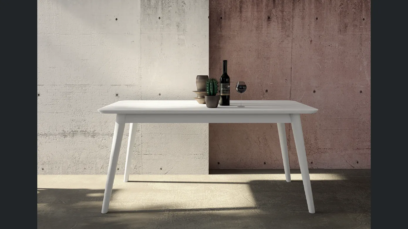 White wooden table UnikaWood 1438 Amarcord by F.lli Mirandola