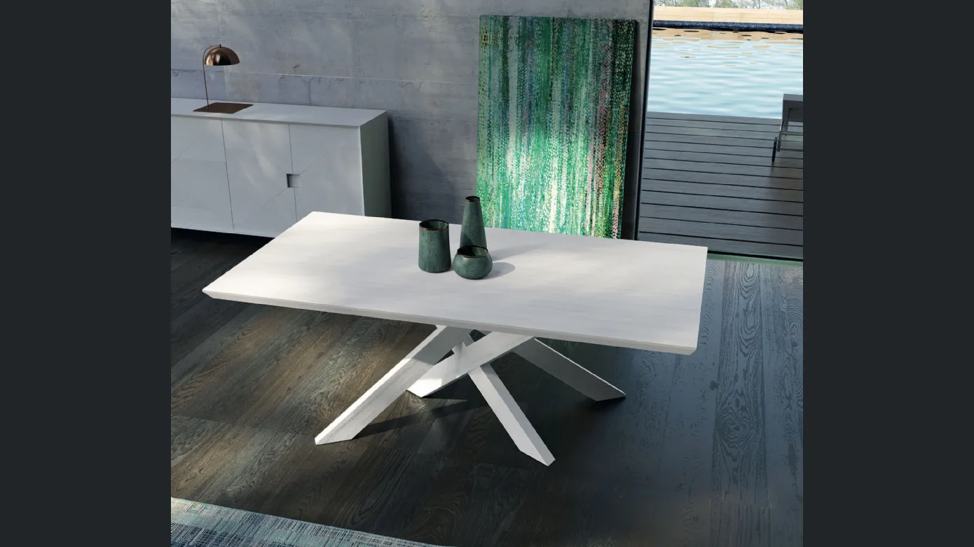 Rectangular table with design legs by Fratelli Mirandola