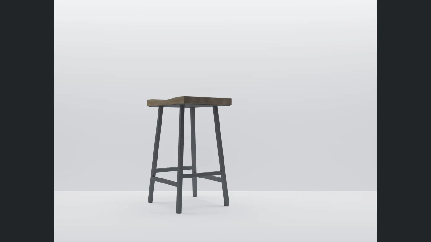 Vertigo wooden and metal stool