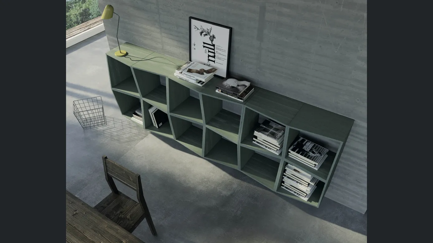 Modular bookcase by F.lli Mirandola in wood