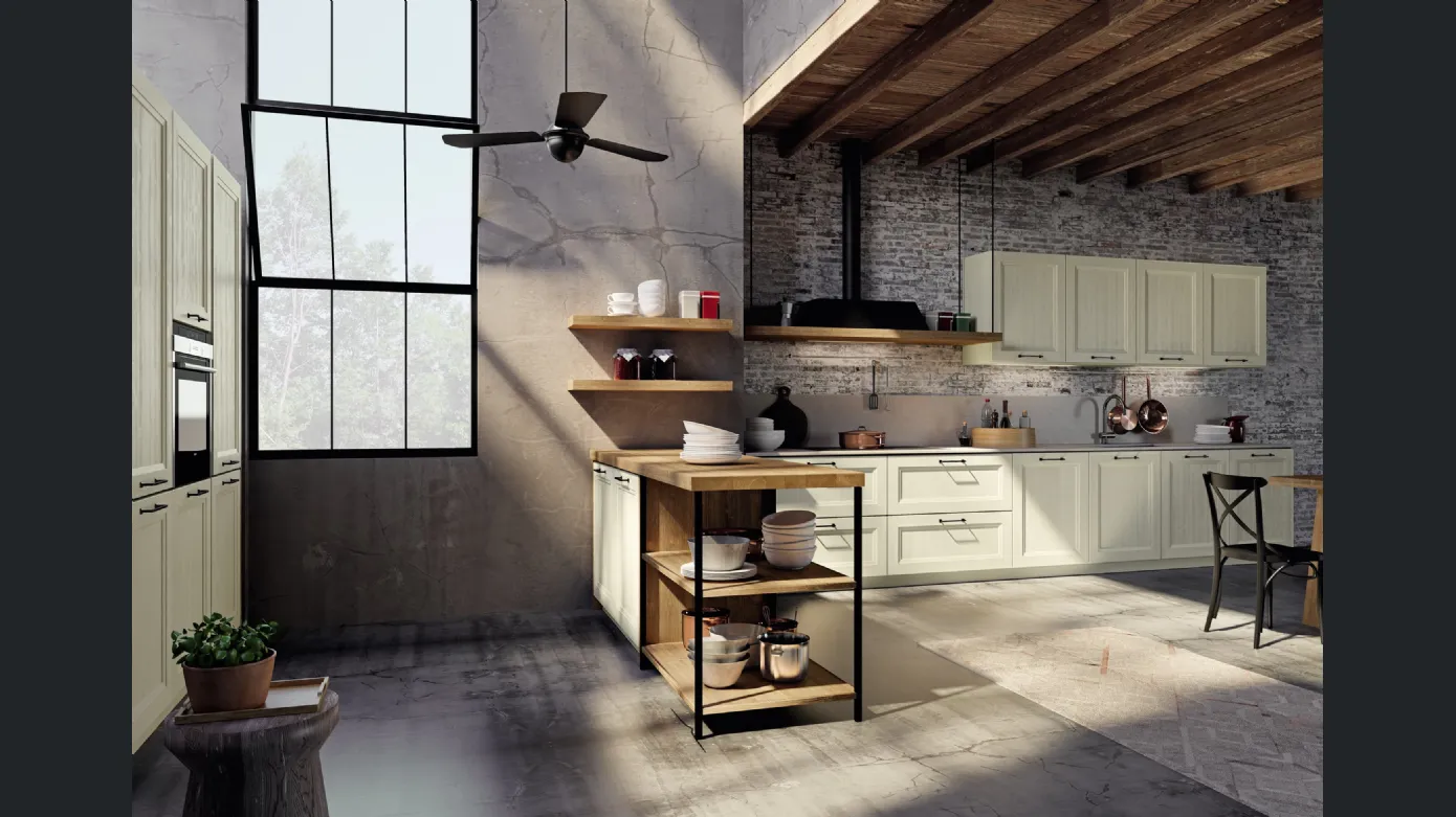 Charme corner kitchen in wood by F.lli Mirandola