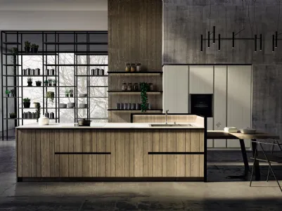 Wooden kitchen with New Step 02 island by F.lli Mirandola