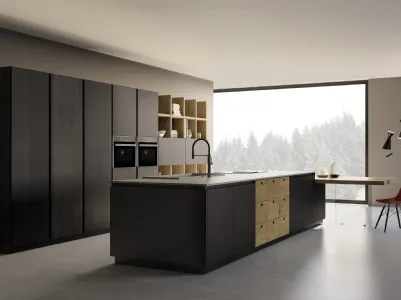 Wooden kitchen with New Time Gola F.lli Mirandola island
