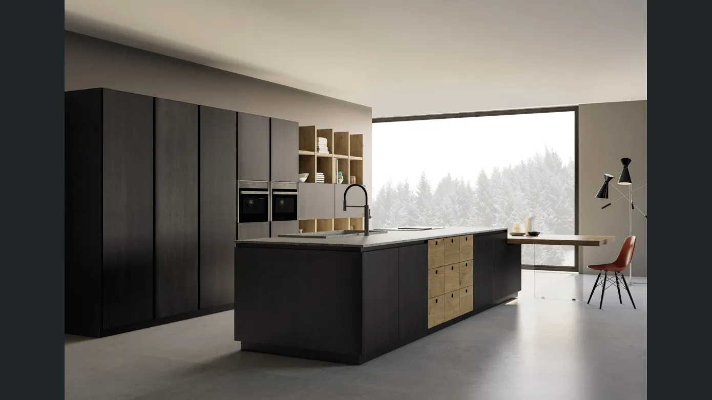Wooden kitchen with New Time Gola F.lli Mirandola island