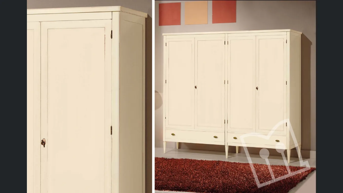Removable 4-door wardrobe with 2 drawers